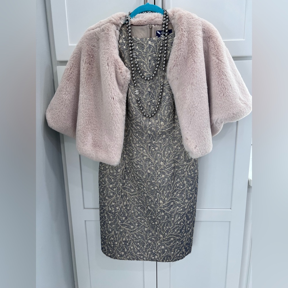 Vintage Unique Gold and Navy Sheath Dress XS